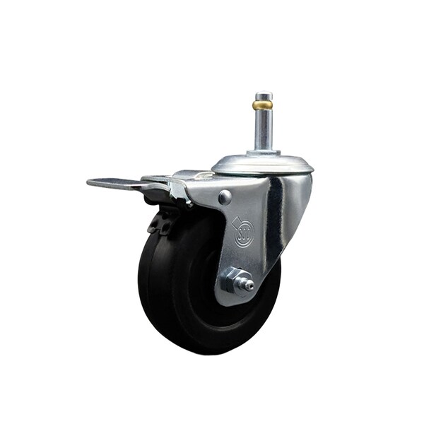 3.5'' Soft Rubber Wheel Swivel 7/16'' Stem Caster with Total Lock Brake